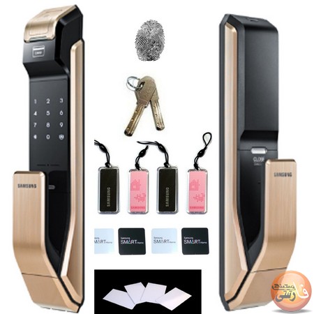 قفل دیجیتال رمزی و کارتی سامسونگ Samsung SHS P910 قفل رمزی سامسونگ مجهز به سیستم ورودی دوبل کارت و رمز رمزدار کردن درب منزل و آپارتمان و اداره و برقراری امنیت با قفل و دستگیره های رمزدار سامسونگ سیستم ضد سرقت door locked